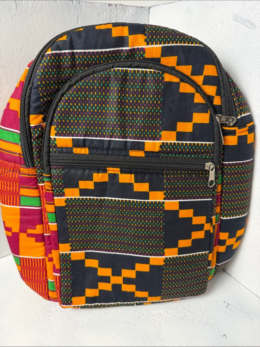 Unbranded Black & Orange Patterned small Backpack
